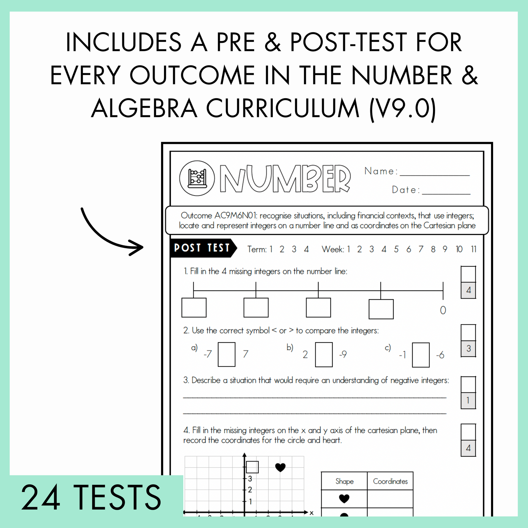Year 6 Number & Algebra Printable Test Pack