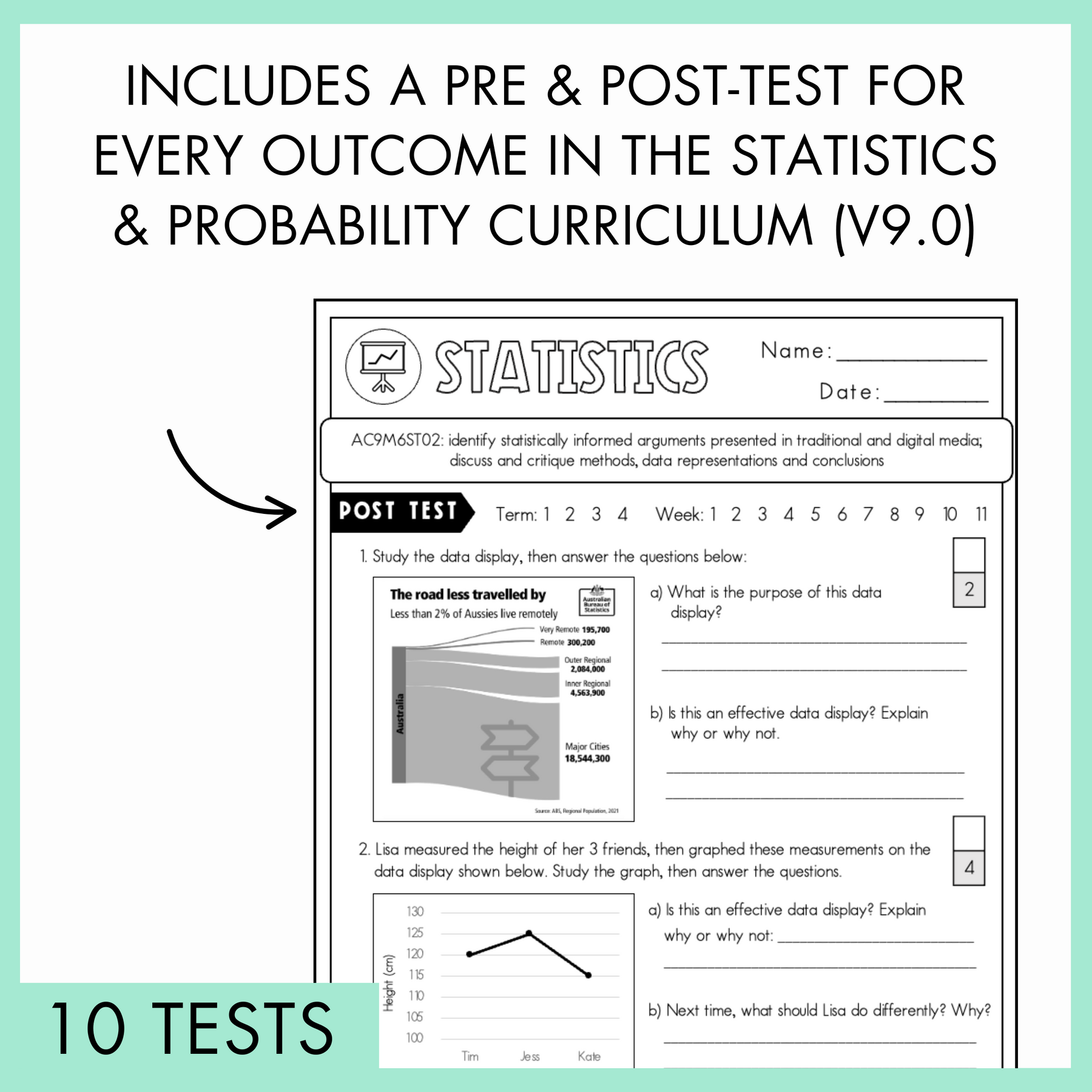 Year 6 Statistics & Probability Printable / Paper Test Pack