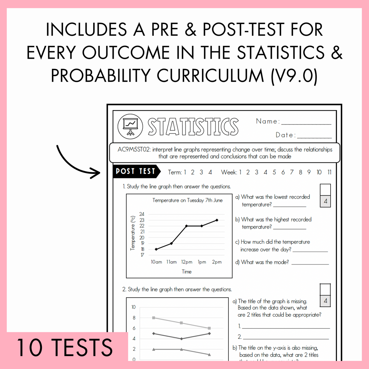Year 5 Statistics & Probability Printable Test Pack