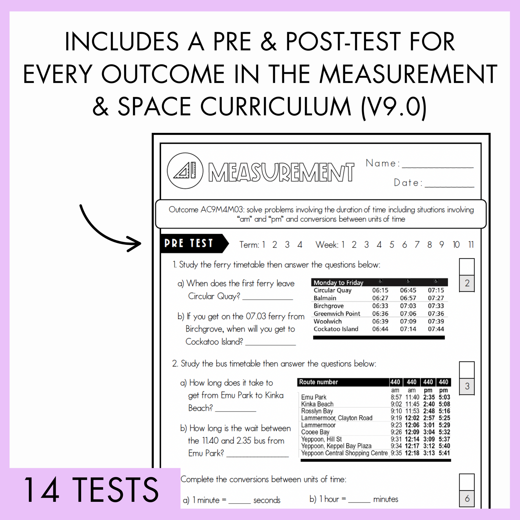 Year 4 Measurement & Space Printable Test Pack