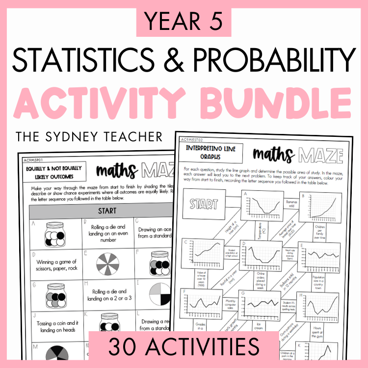 Year 5 Statistics & Probability Activity Bundle ⭐️ The Sydney Teacher