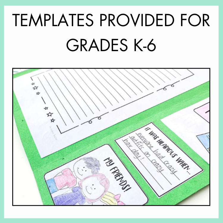 Educational templates for grades K-6 with a green border and text on top that reads 'templates provided for grades K-6'.