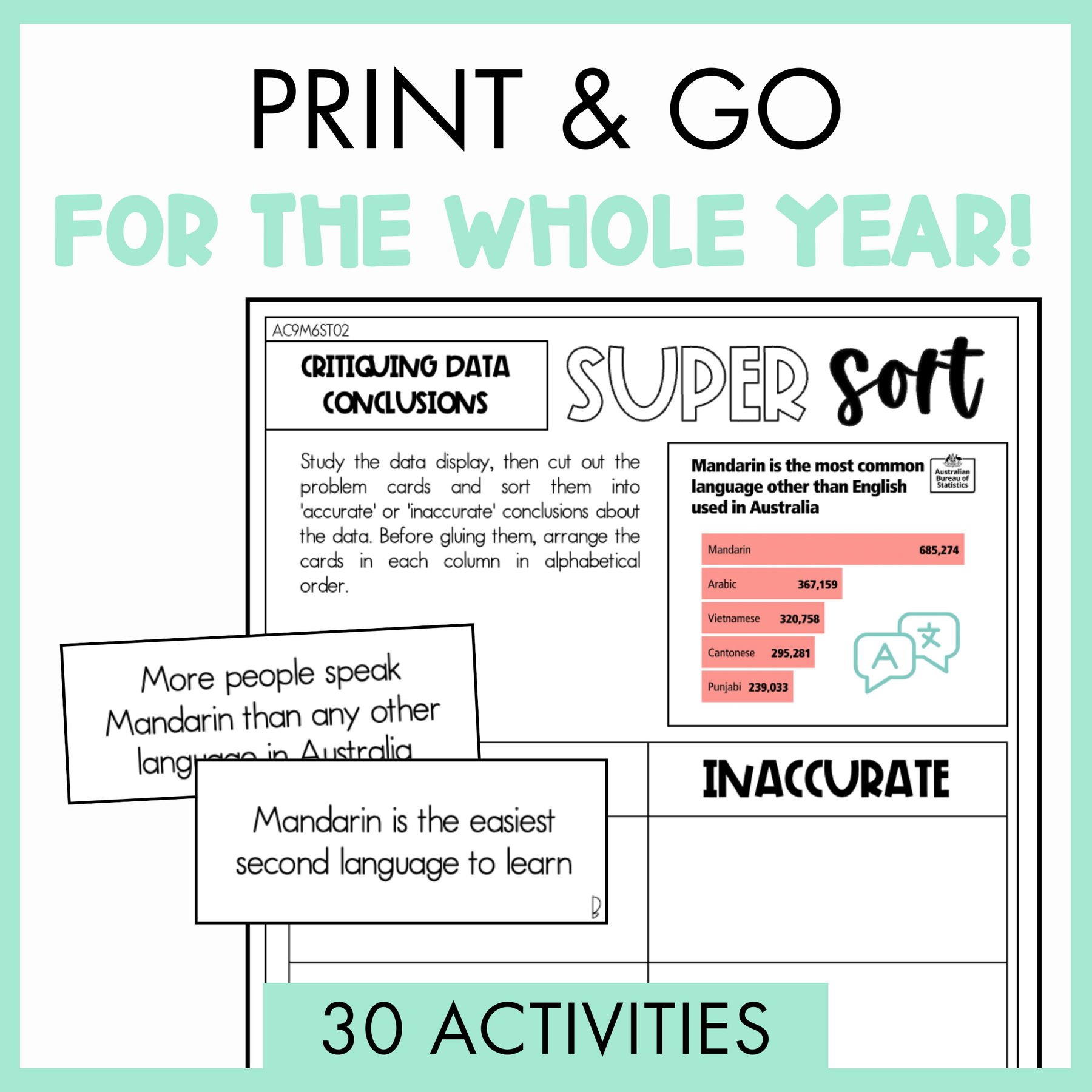 Year 6 Statistics & Probability Activity Bundle