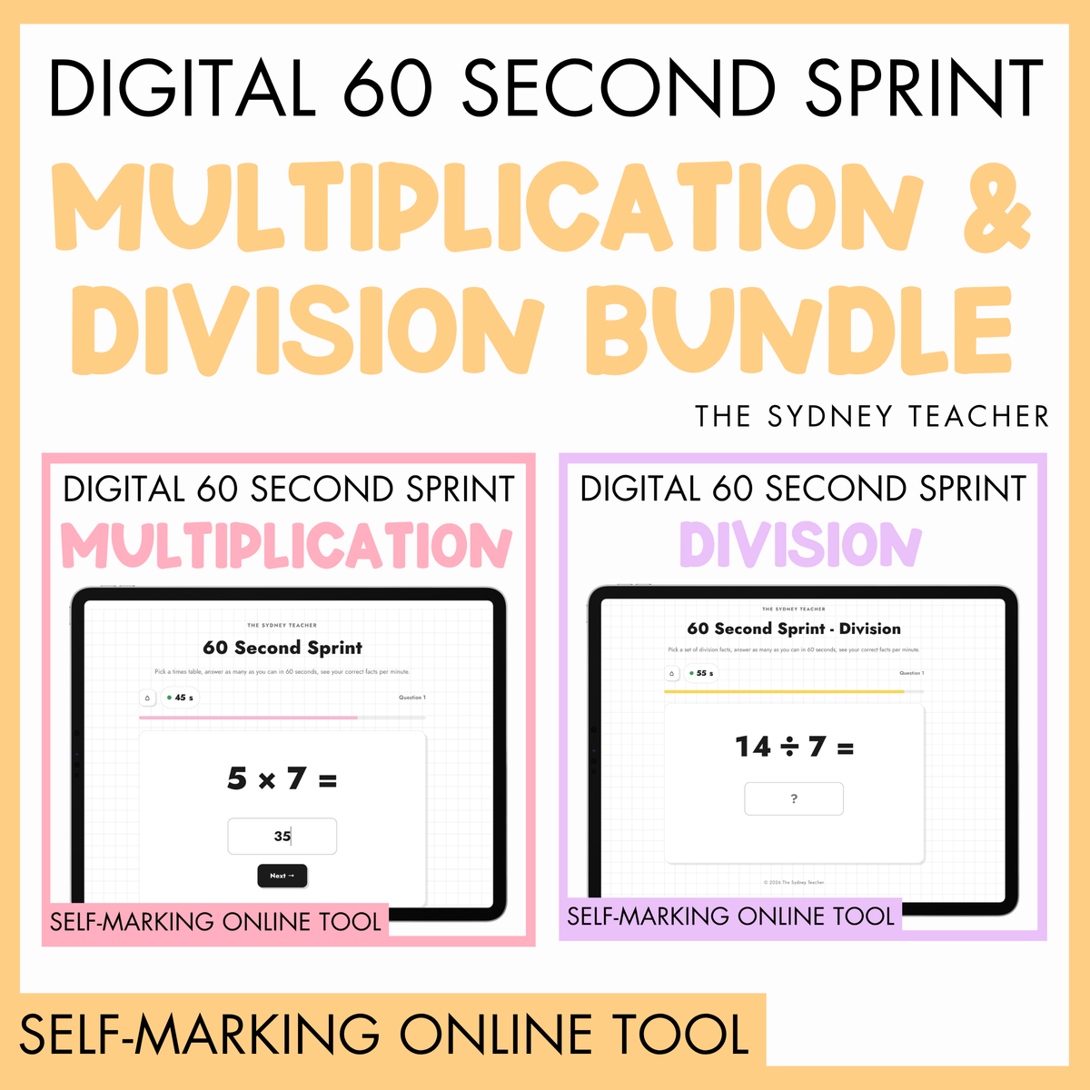 Digital 60 Second Sprint - Multiplication & Division Bundle