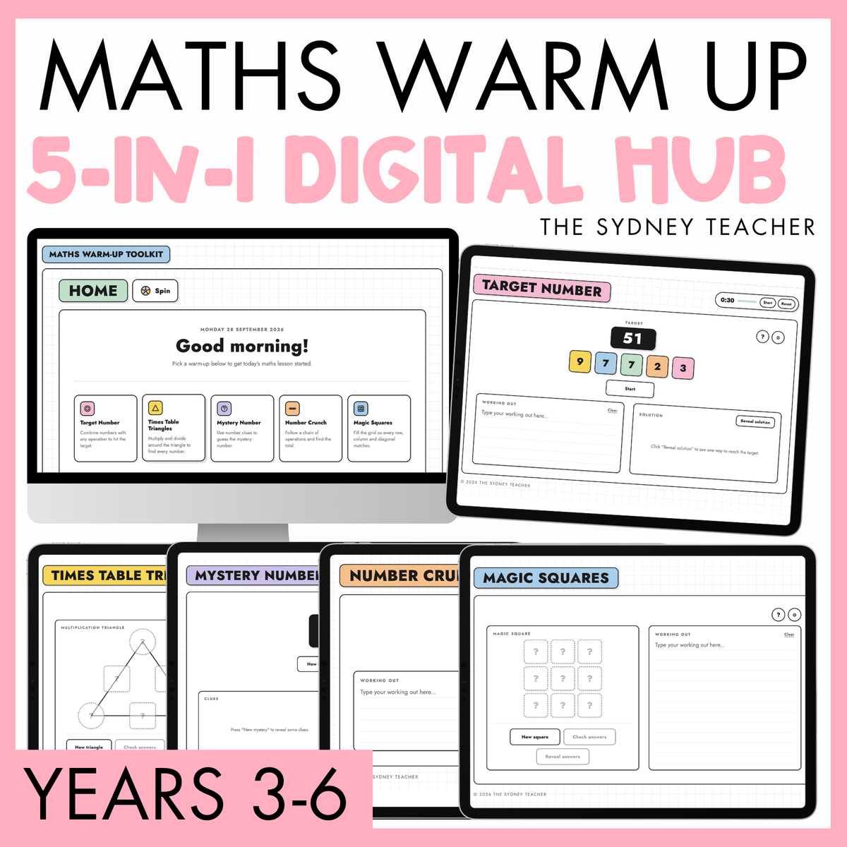 Interactive Maths Warm-Up Hub: five interactive, self-marking maths warm-up games
