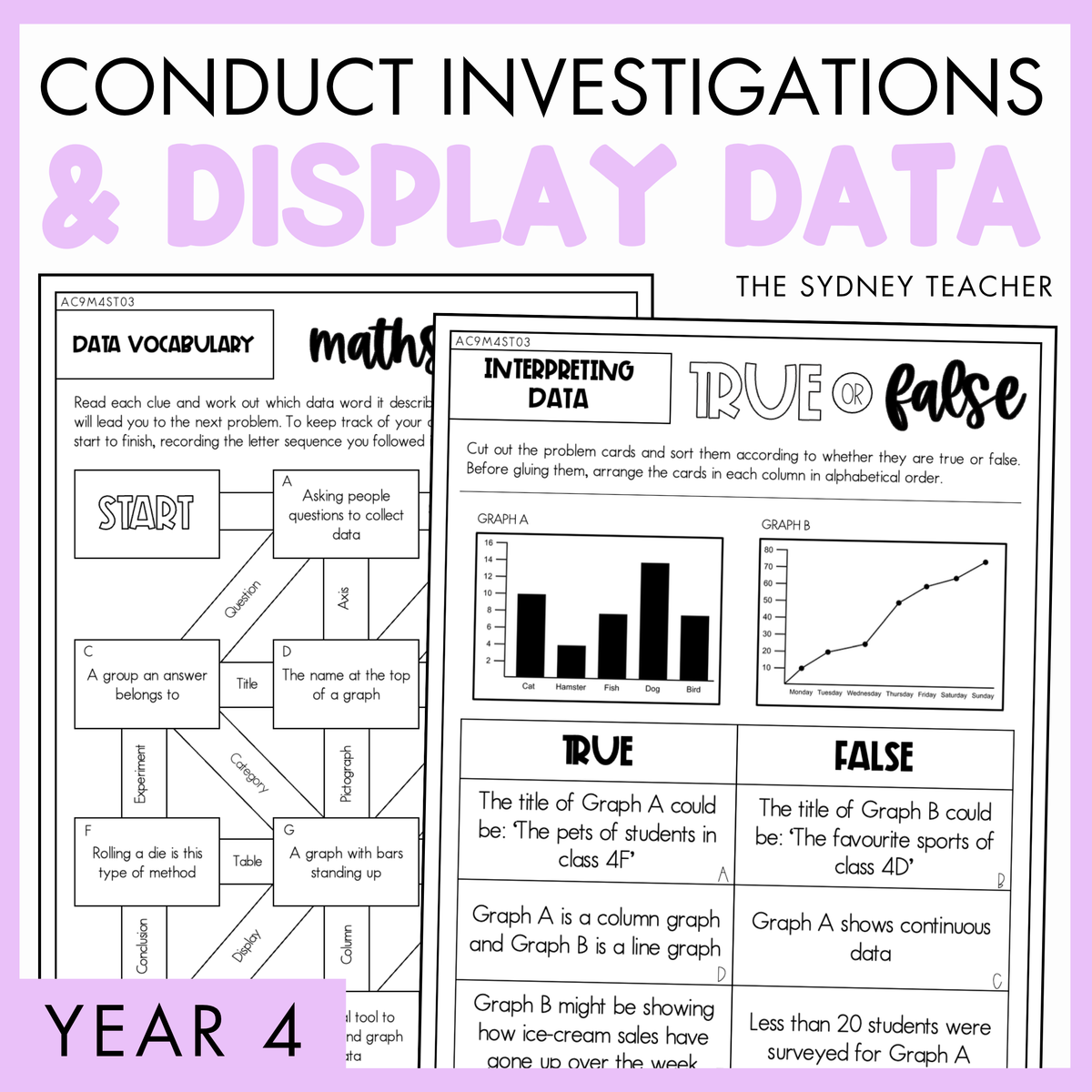 Year 4 Statistics & Probability: Conduct Investigations & Display Data (AC9M4ST03)
