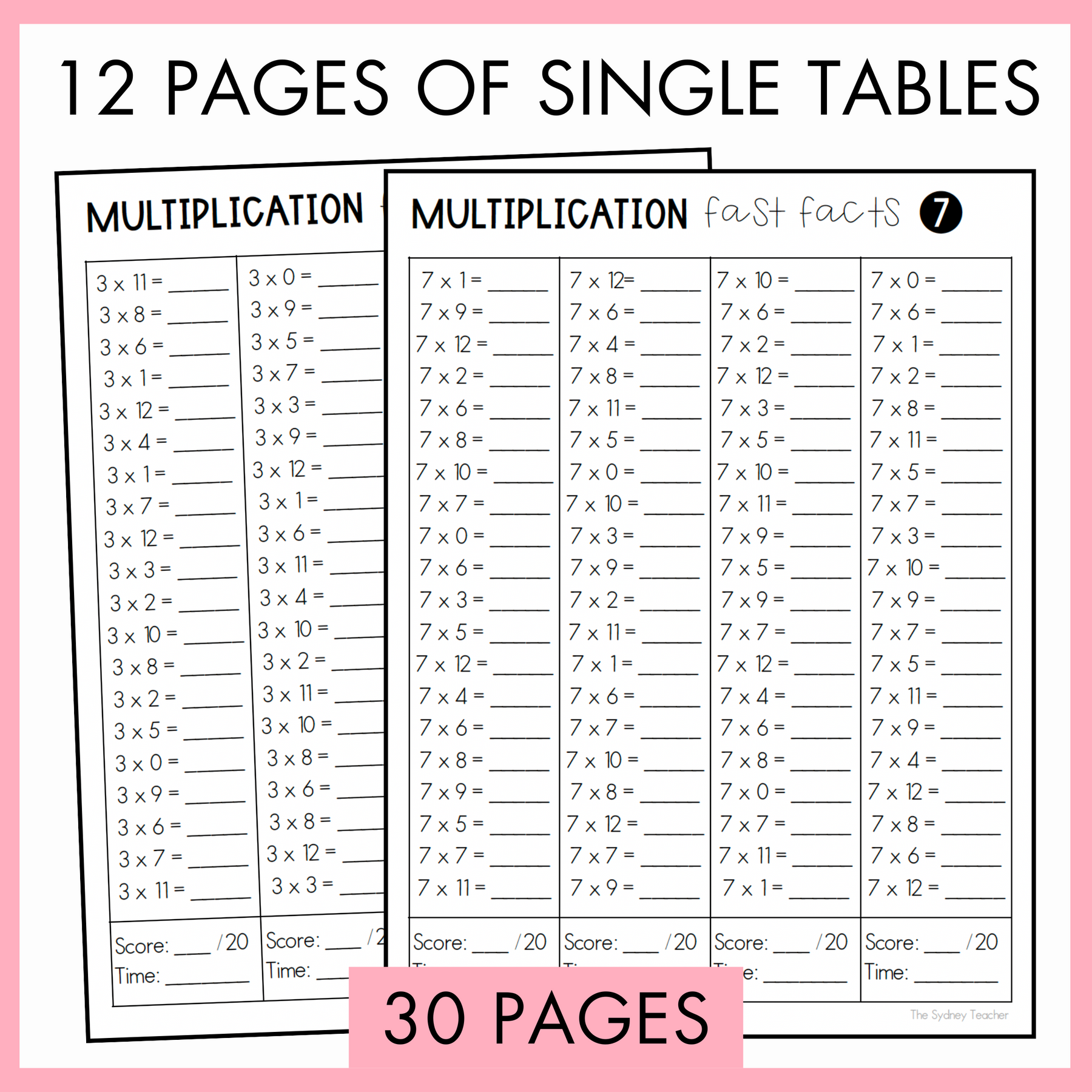 Multiplication Fact Fluency Pack