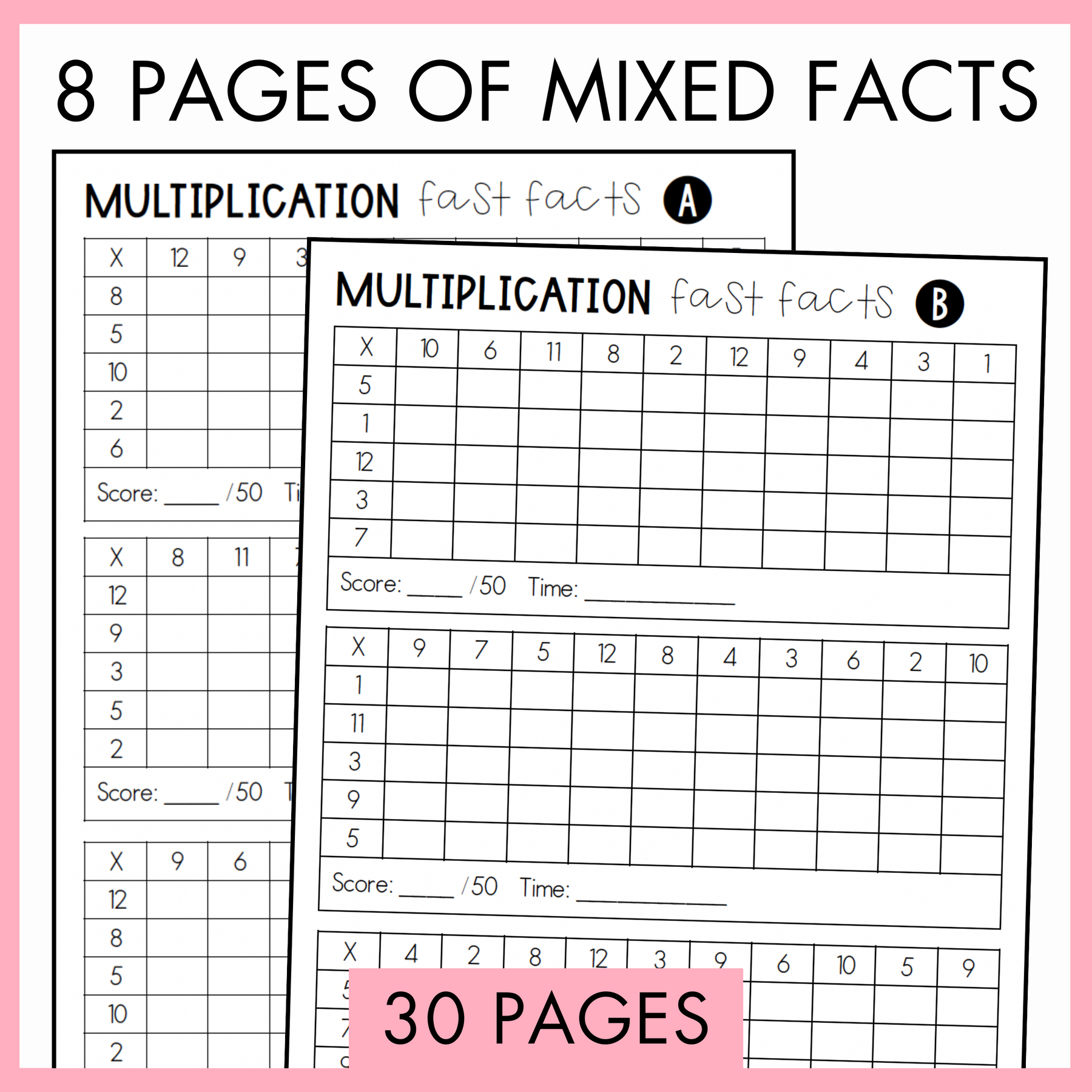 Multiplication Fact Fluency Pack