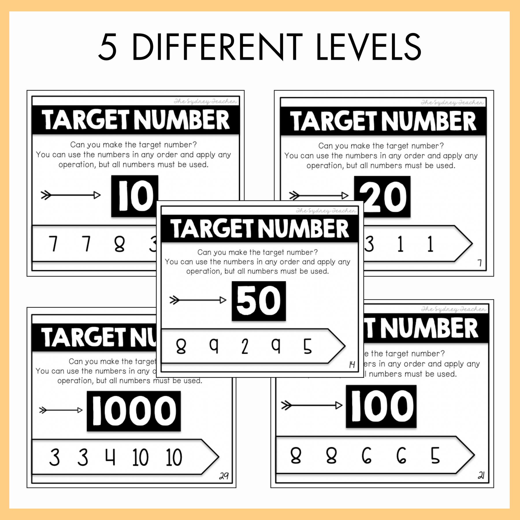 Target Number Task Cards