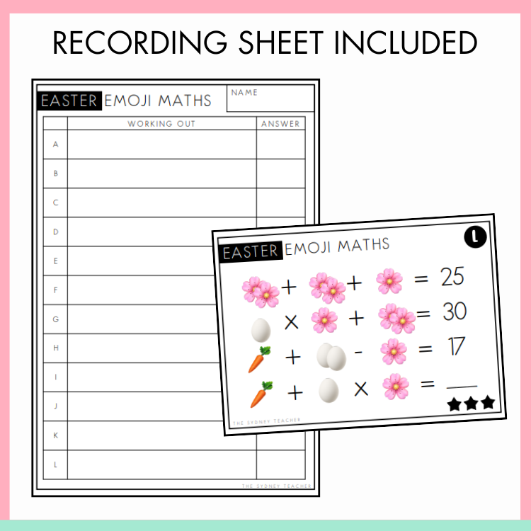Easter Emoji Algebra Task Cards | Years 3-6