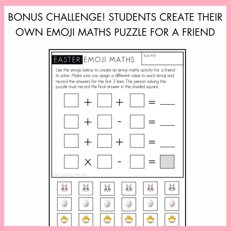 Easter Emoji Algebra Task Cards | Years 3-6