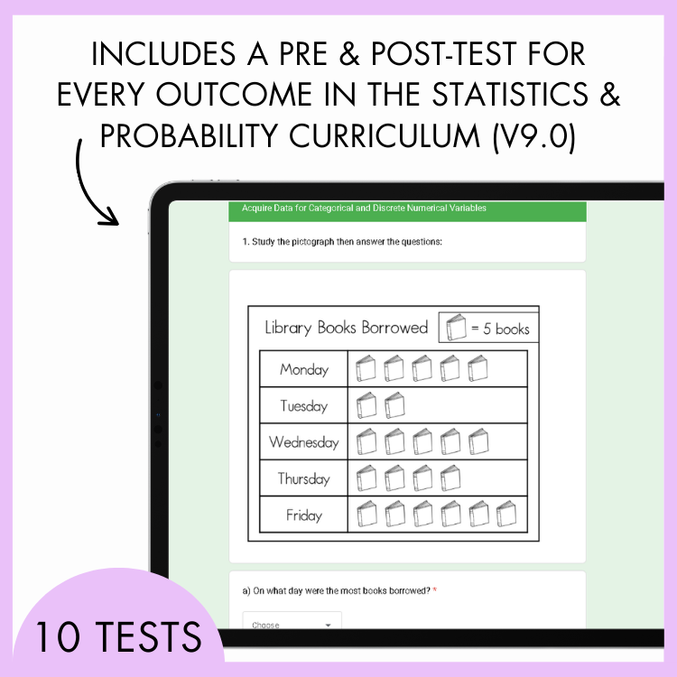 Year 4 Statistics & Probability Digital Test Pack