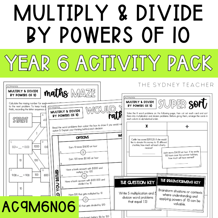 Year 6 Number & Algebra: Multiply and Divide by Powers of 10 (AC9M6N06)