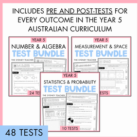 Year 5 Maths Printable Test Pack FULL YEAR - Australian Curriculum V9.0