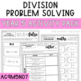 Year 5 Number & Algebra Pack: Division Problem Solving (AC9M5N07)