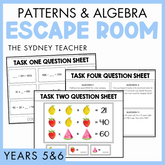 Patterns & Algebra Escape Room | Year 5 & 6