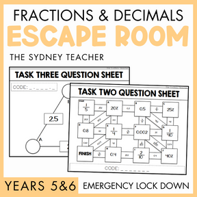 Fractions, Decimals & Percentages Escape Room | Year 5 & 6