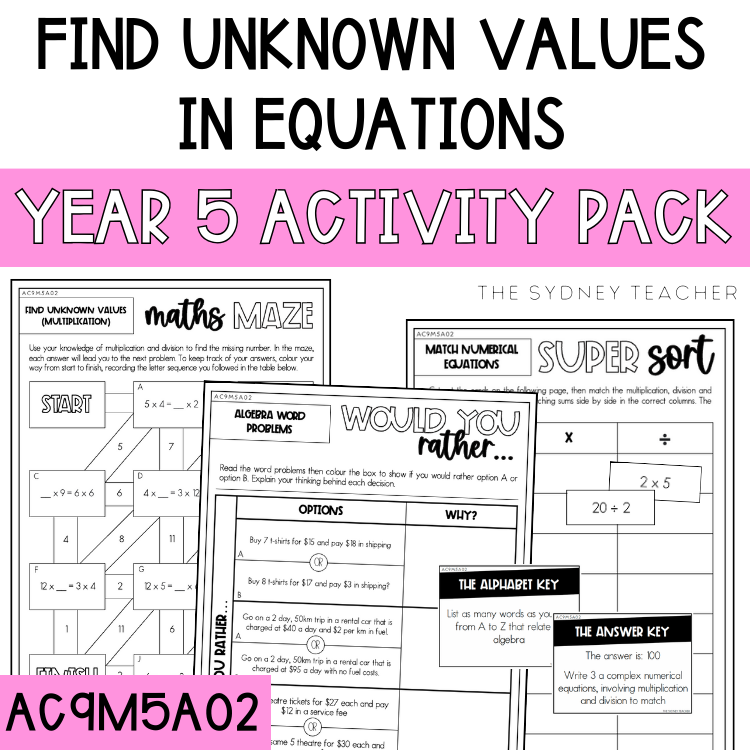 Year 5 Number & Algebra Pack: (AC9M5A02)