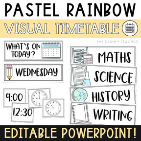 Pastel Rainbow Visual Timetable