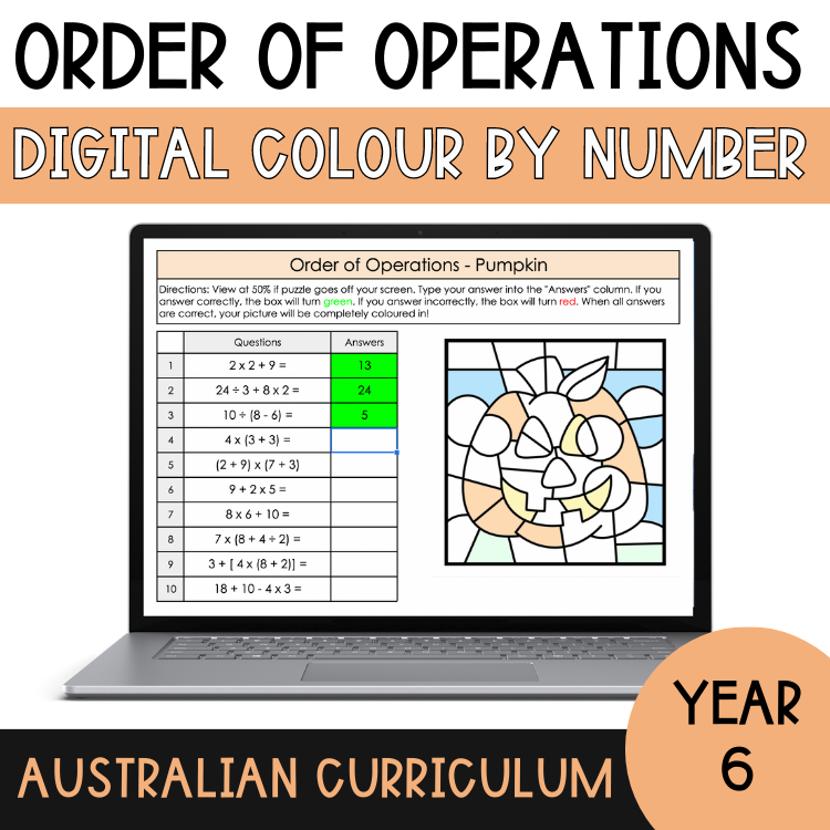 Order of Operations - Digital Colour by Number ☆ Halloween Edition ☆