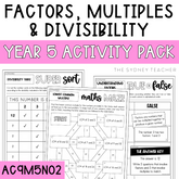 Year 5 Number & Algebra Pack: Factors, Multiples and Divisibility (AC9M5N02)