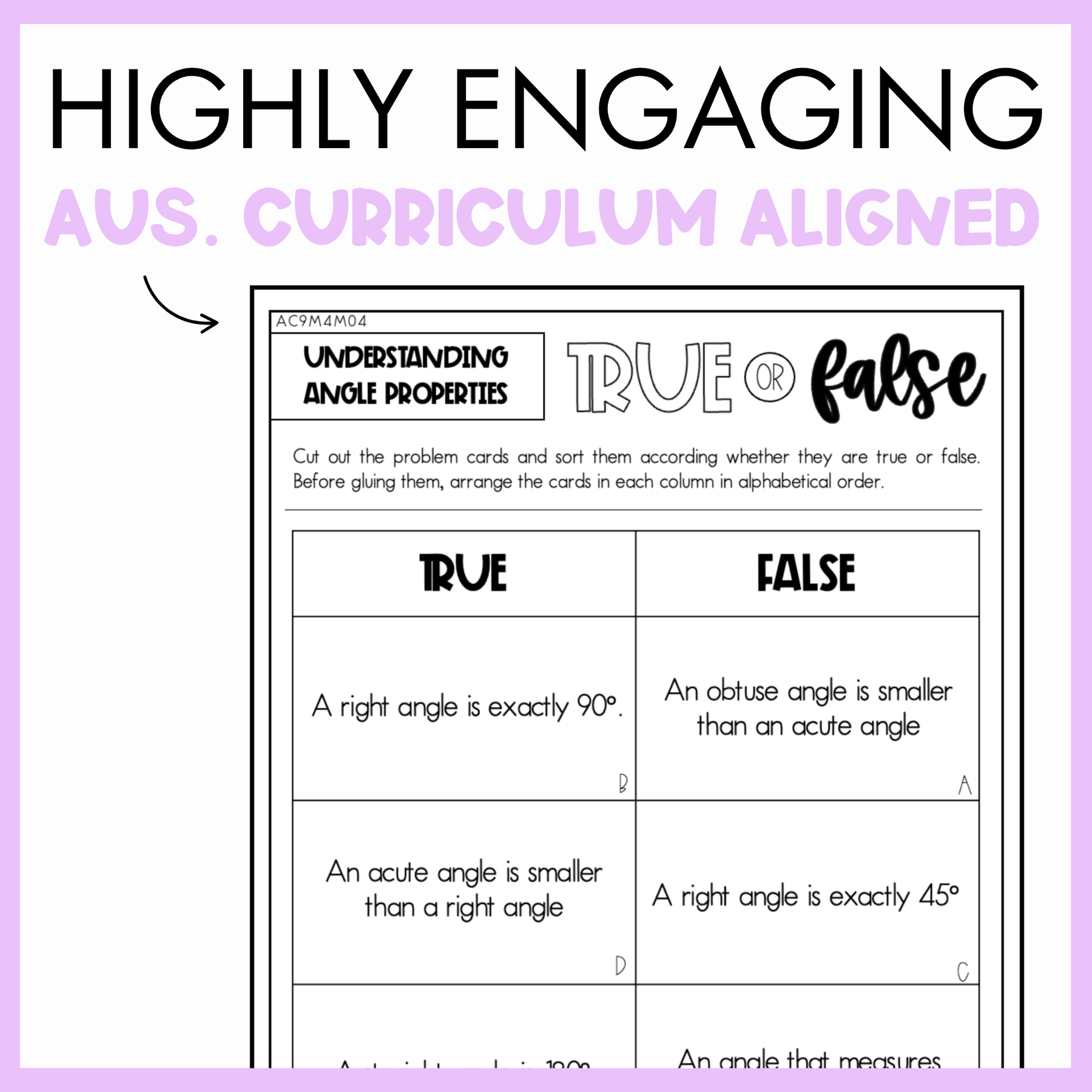 Year 4 Measurement & Space:  Estimate and Compare Angles (AC9M4M04)