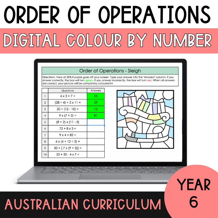 Order of Operations - Digital Colour by Number ☆ Christmas Edition ☆