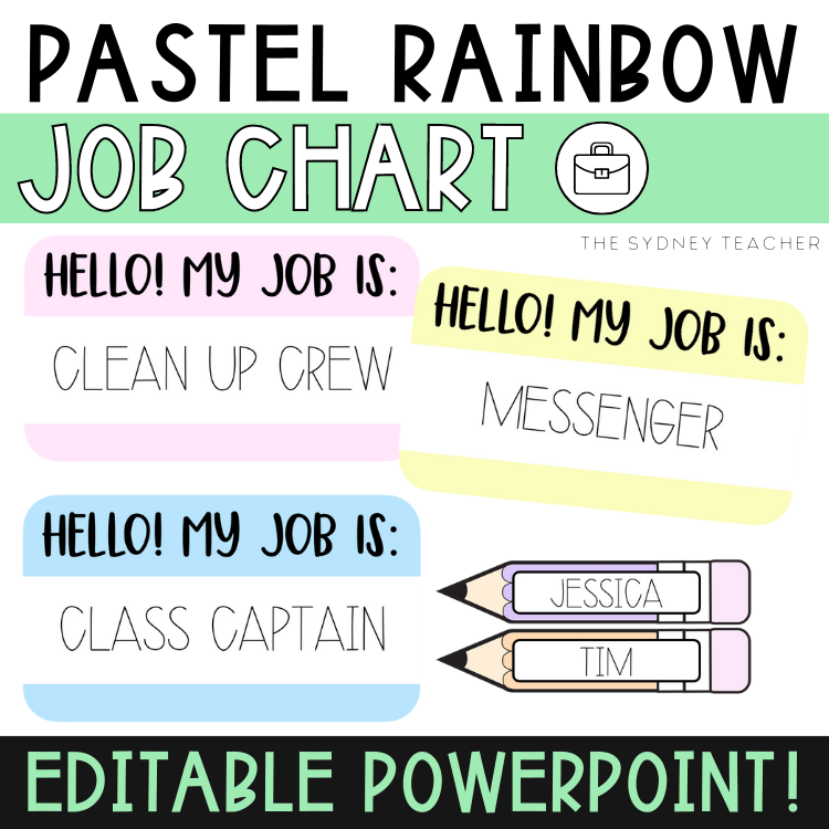 Pastel Rainbow Job Chart