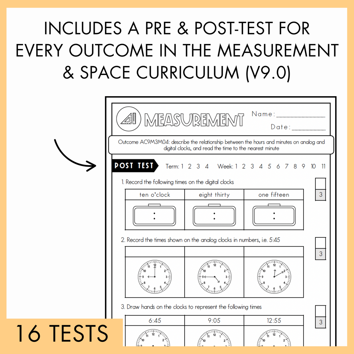 Year 3 Measurement & Space Test Pack