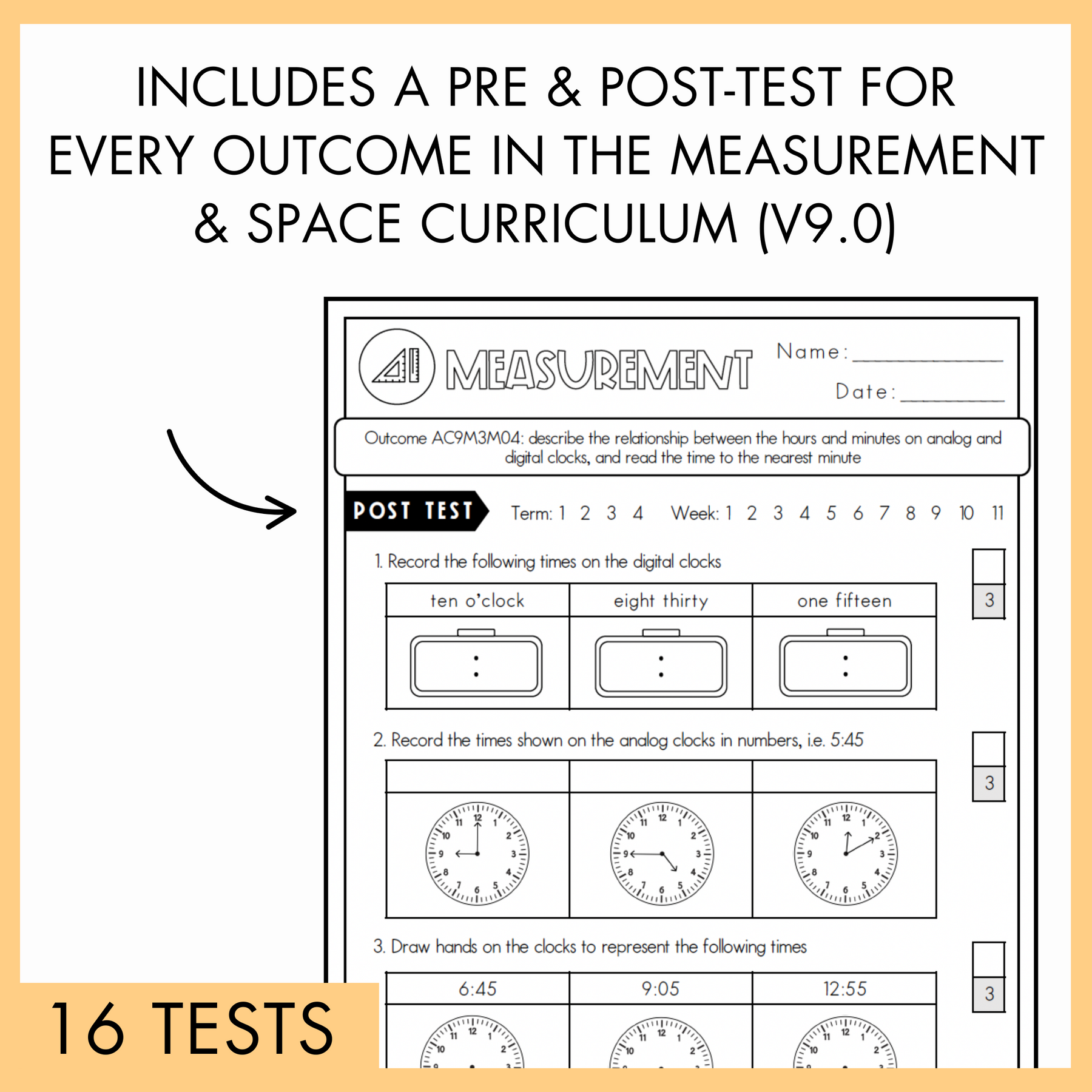 Year 3 Measurement & Space Printable Test Pack