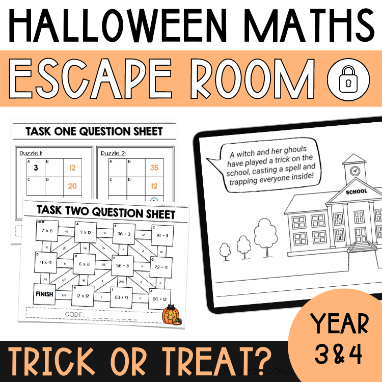 Halloween Math Escape Room - Year 3 & 4