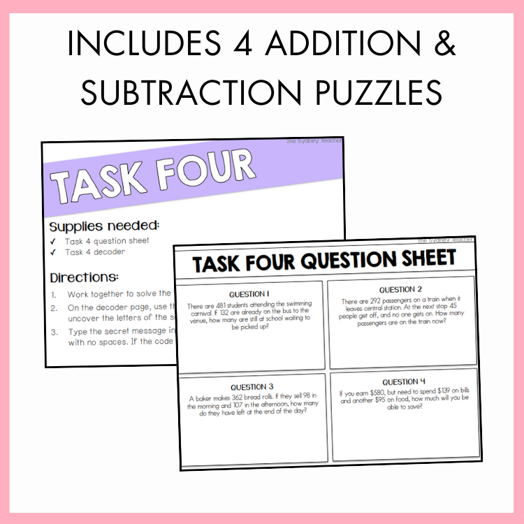Addition and Subtraction Escape Room | Year 3 & 4