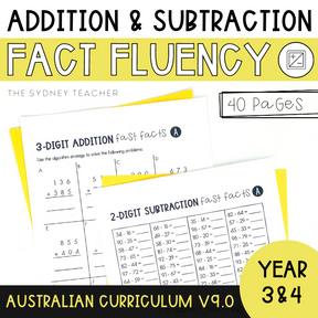 Addition and Subtraction Fact Fluency Pack - The Sydney Teacher