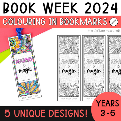 Book Week ‘Reading is Magic’ Colouring In Bookmarks 2024 ⭐️ The Sydney