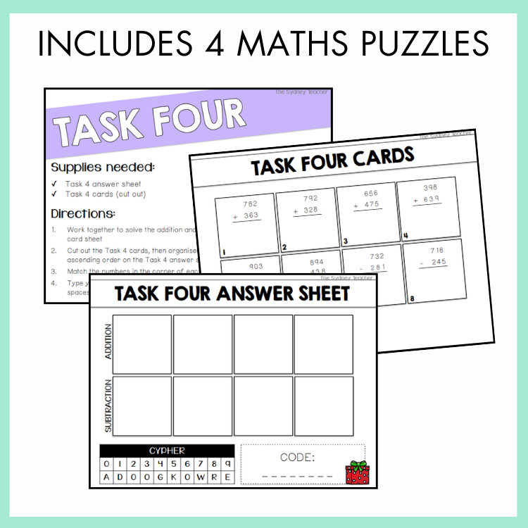 Christmas Math Escape Room | Year 3 & 4