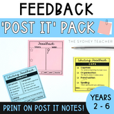 Feedback 'Post It' Pack (for sticky notes) - The Sydney Teacher