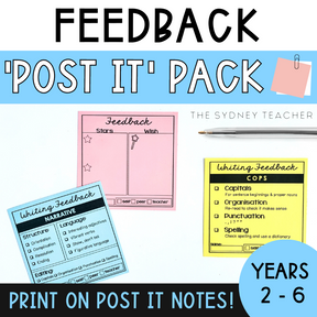 Feedback 'Post It' Pack (for sticky notes) - The Sydney Teacher