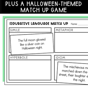 Figurative Language Photo Prompts & Short Stories | Halloween Themed