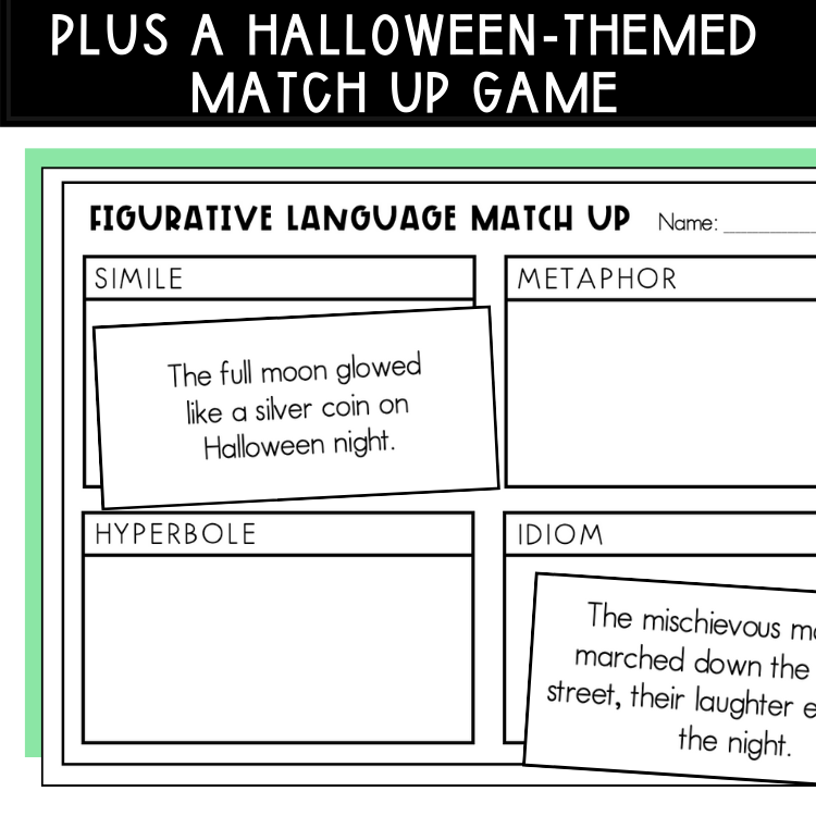 Figurative Language Photo Prompts & Short Stories | Halloween Themed