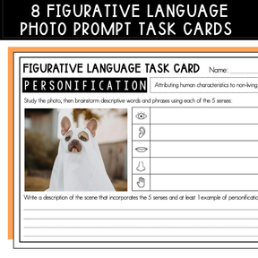 Figurative Language Photo Prompts & Short Stories | Halloween Themed