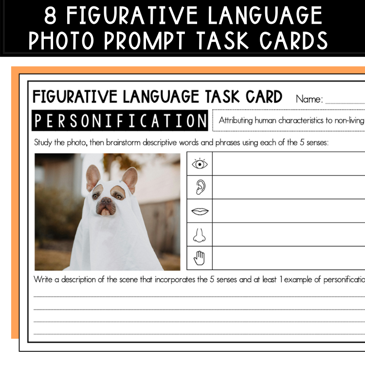 Figurative Language Photo Prompts & Short Stories | Halloween Themed