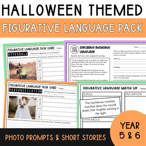 Figurative Language Photo Prompts & Short Stories | Halloween Themed