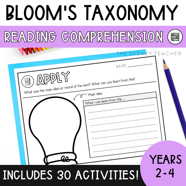 Lower Primary Bloom's Taxonomy Comprehension - Use with ANY text! - The Sydney Teacher