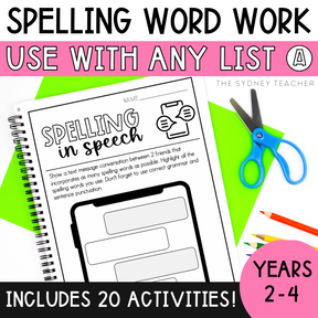 Lower Primary Word Work - Use with ANY spelling list! - The Sydney Teacher