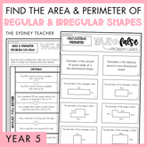 Year 5 Measurement & Space: Find the Area & Perimeter - Regular and Irregular Shapes (AC9M5M02)