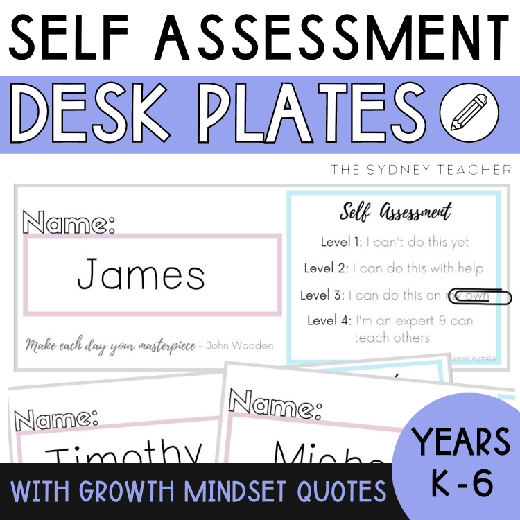 Self Assessment Desk Plates with Growth Mindset Quotes
