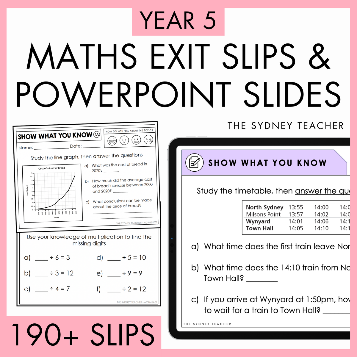 Year 5 Maths Exit Slips & Powerpoint Slides - Australian Curriculum V9.0