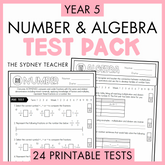 Year 5 Number & Algebra Printable Test Pack