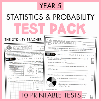 Year 5 Statistics & Probability Printable Test Pack