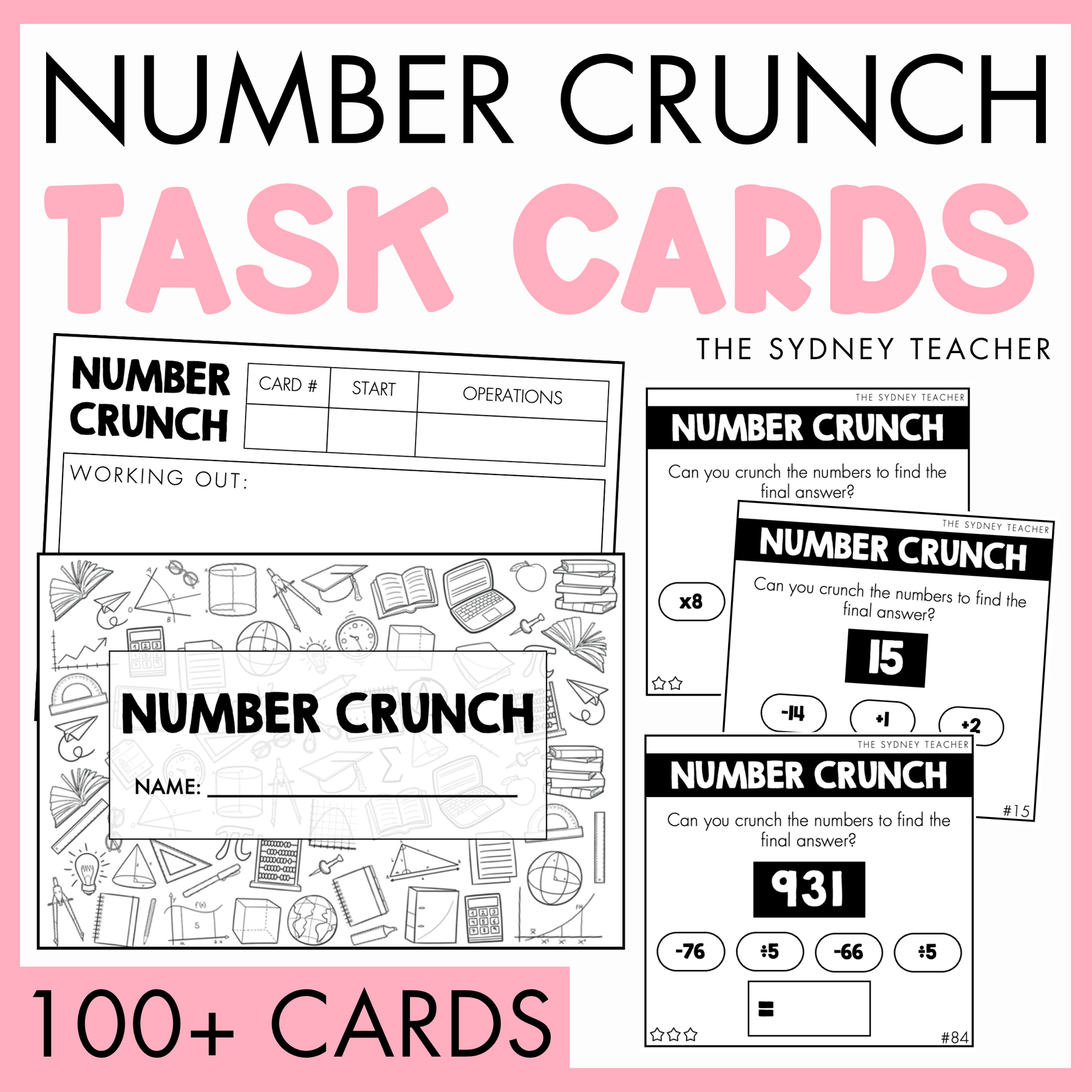 Number Crunch Task Cards cover